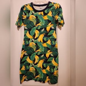 Tropical banana print T-Shirt dress